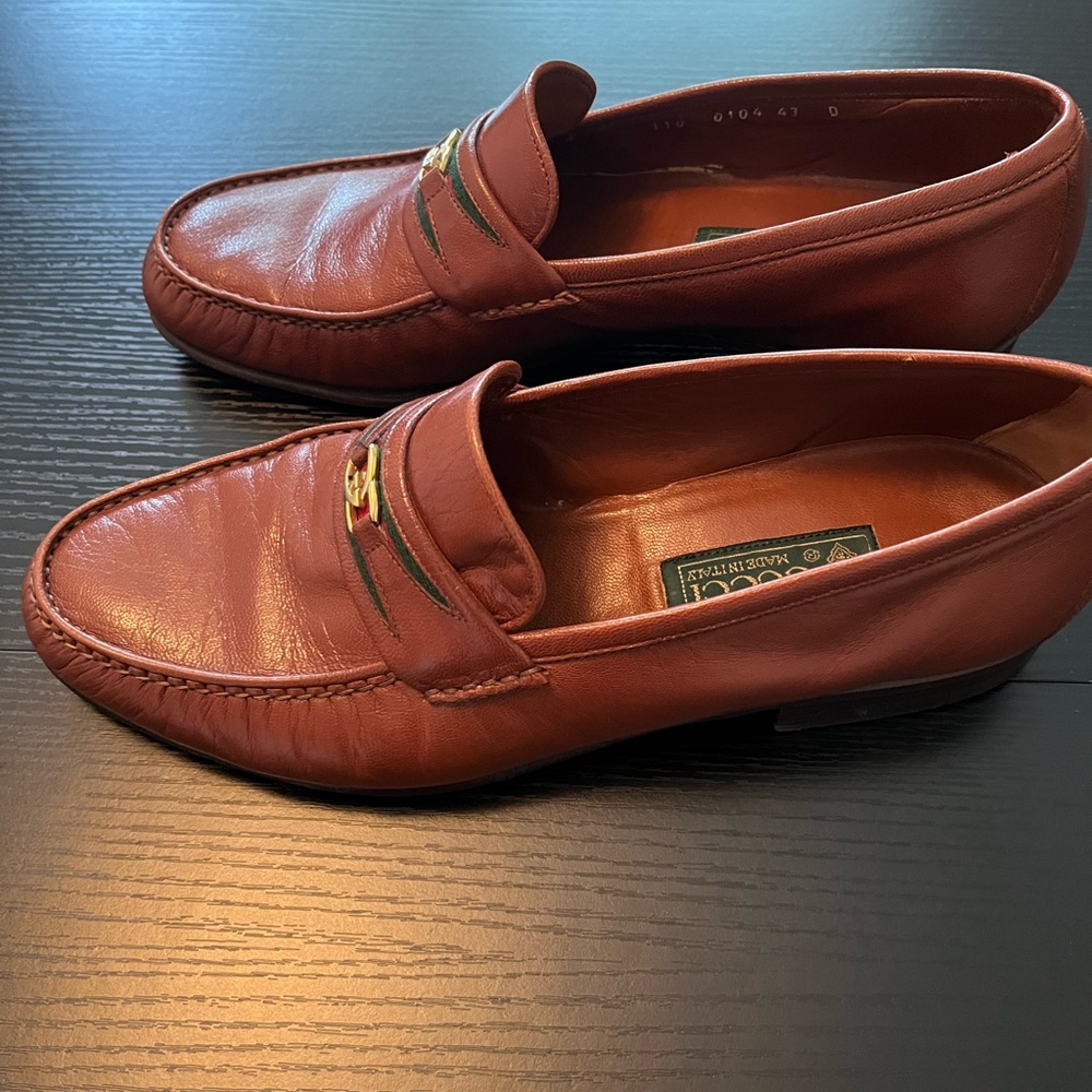 Gucci Men's Tan Leather Slip-On Loafers - Picture 3 of 3